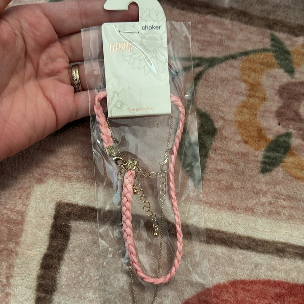 Carisma Gold Pink Braid Set of 2 Choker Long Constellation Star Locket Necklace - Picture 2 of 3